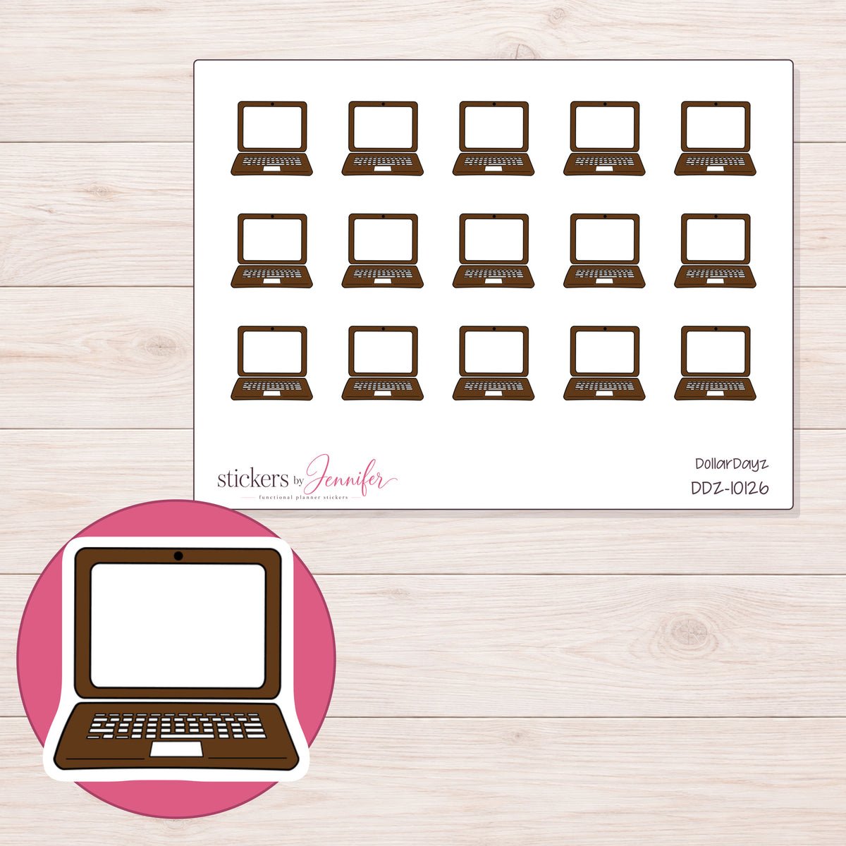 DDZ-10126 planner sticker sheet with enlarged sticker detail