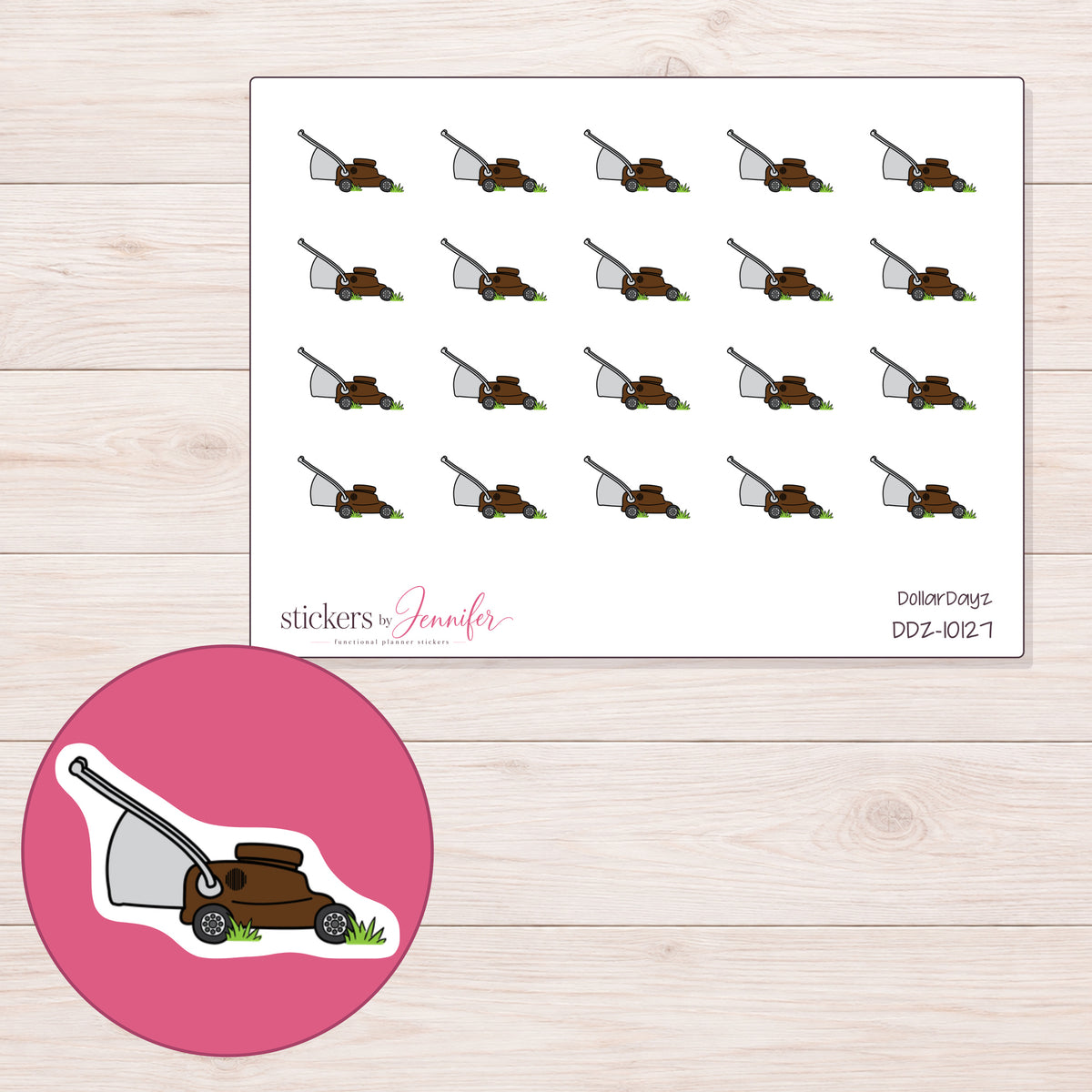 DDZ-10127 planner sticker sheet with enlarged sticker detail