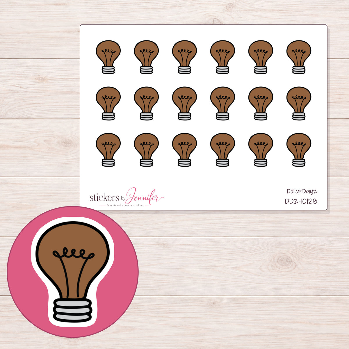 DDZ-10128 planner sticker sheet with enlarged sticker detail