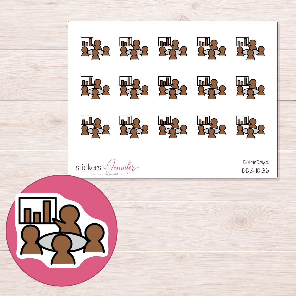 DDZ-10136 planner sticker sheet with enlarged sticker detail