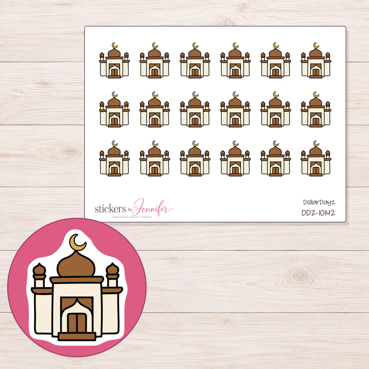 DDZ-10142 planner sticker sheet with enlarged sticker detail
