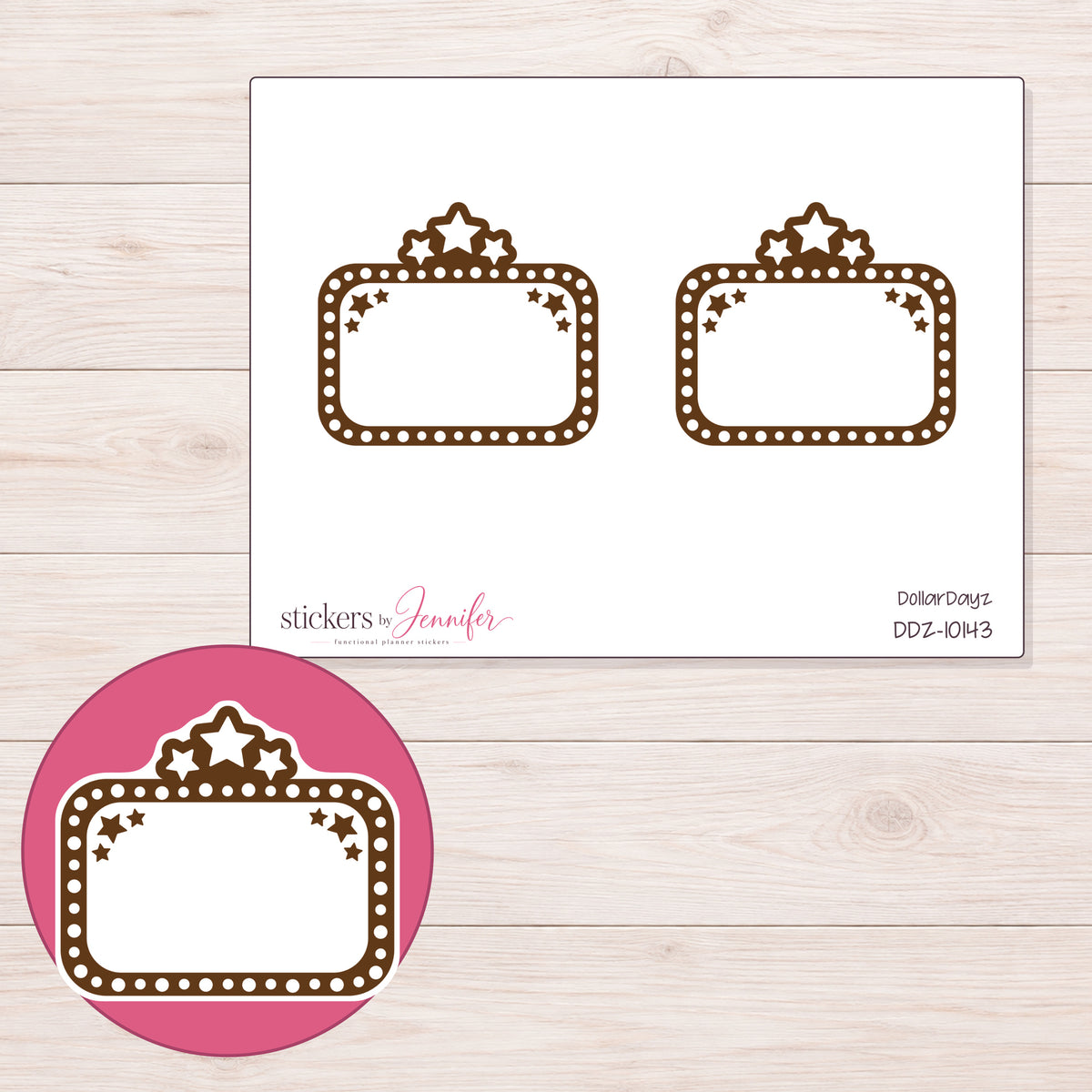DDZ-10143 planner sticker sheet with enlarged sticker detail