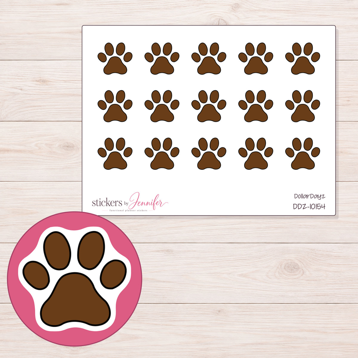 DDZ-10154 planner sticker sheet with enlarged sticker detail