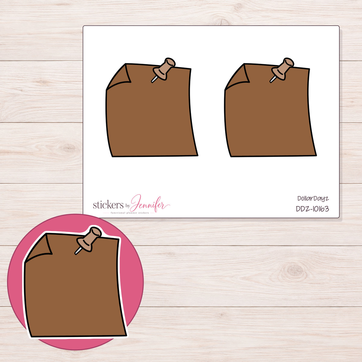 DDZ-10163 planner sticker sheet with enlarged sticker detail
