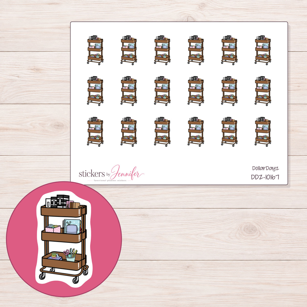 DDZ-10167 planner sticker sheet with enlarged sticker detail