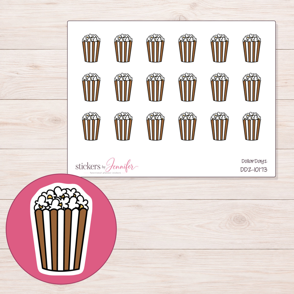 DDZ-10173 planner sticker sheet with enlarged sticker detail