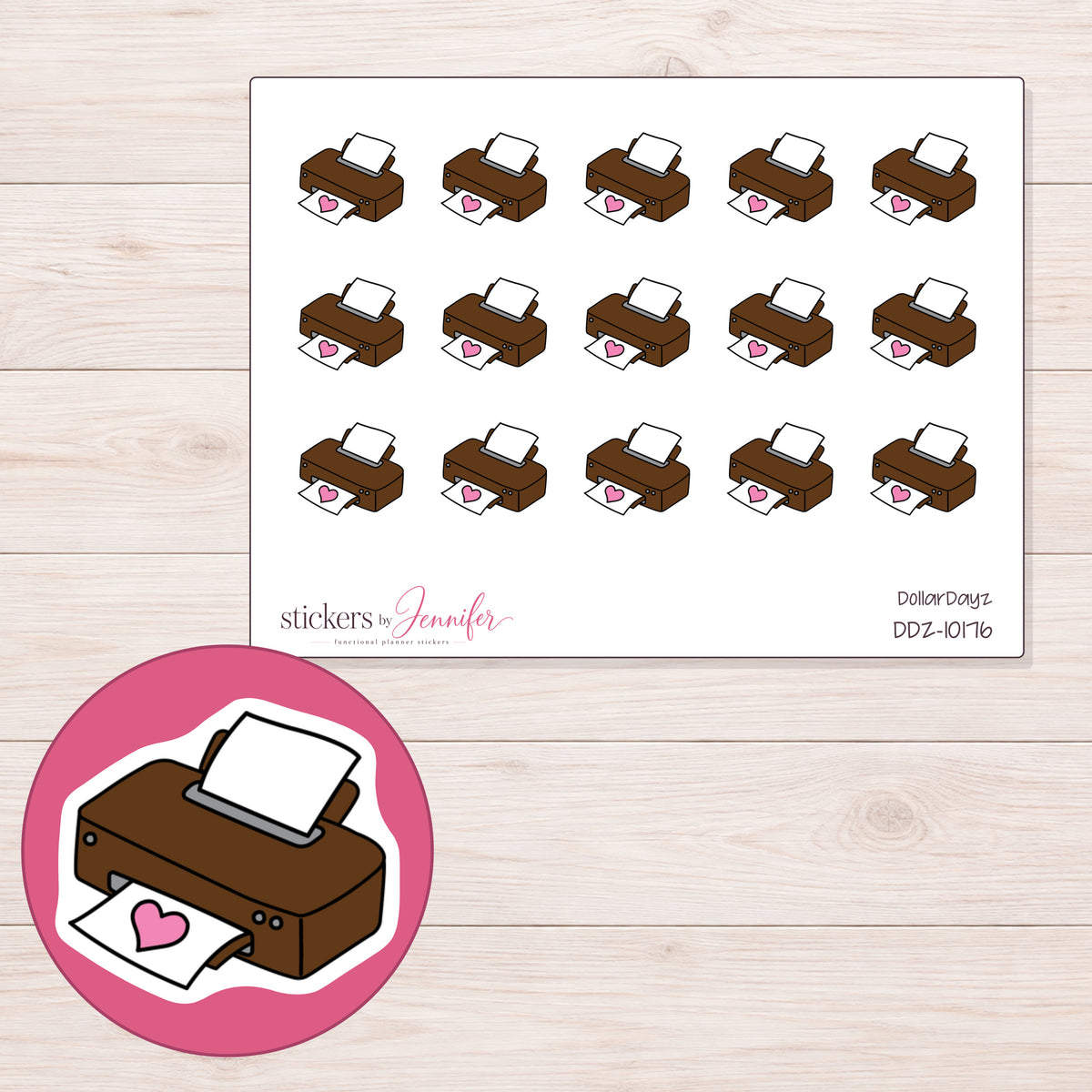 DDZ-10176 planner sticker sheet with enlarged sticker detail