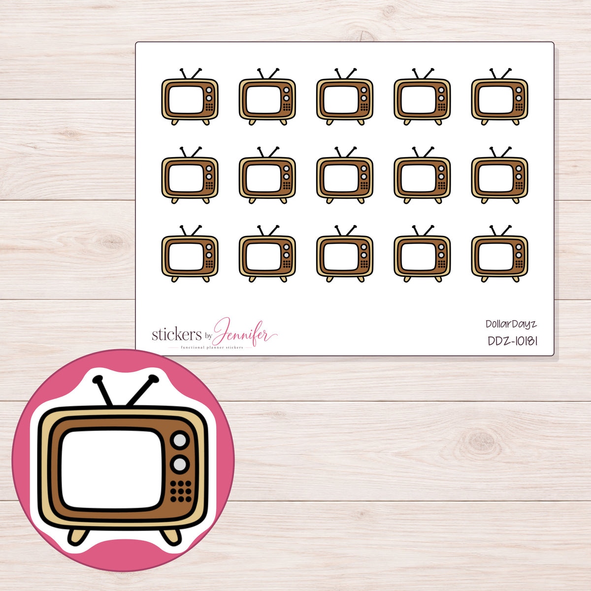 DDZ-10181 planner sticker sheet with enlarged sticker detail