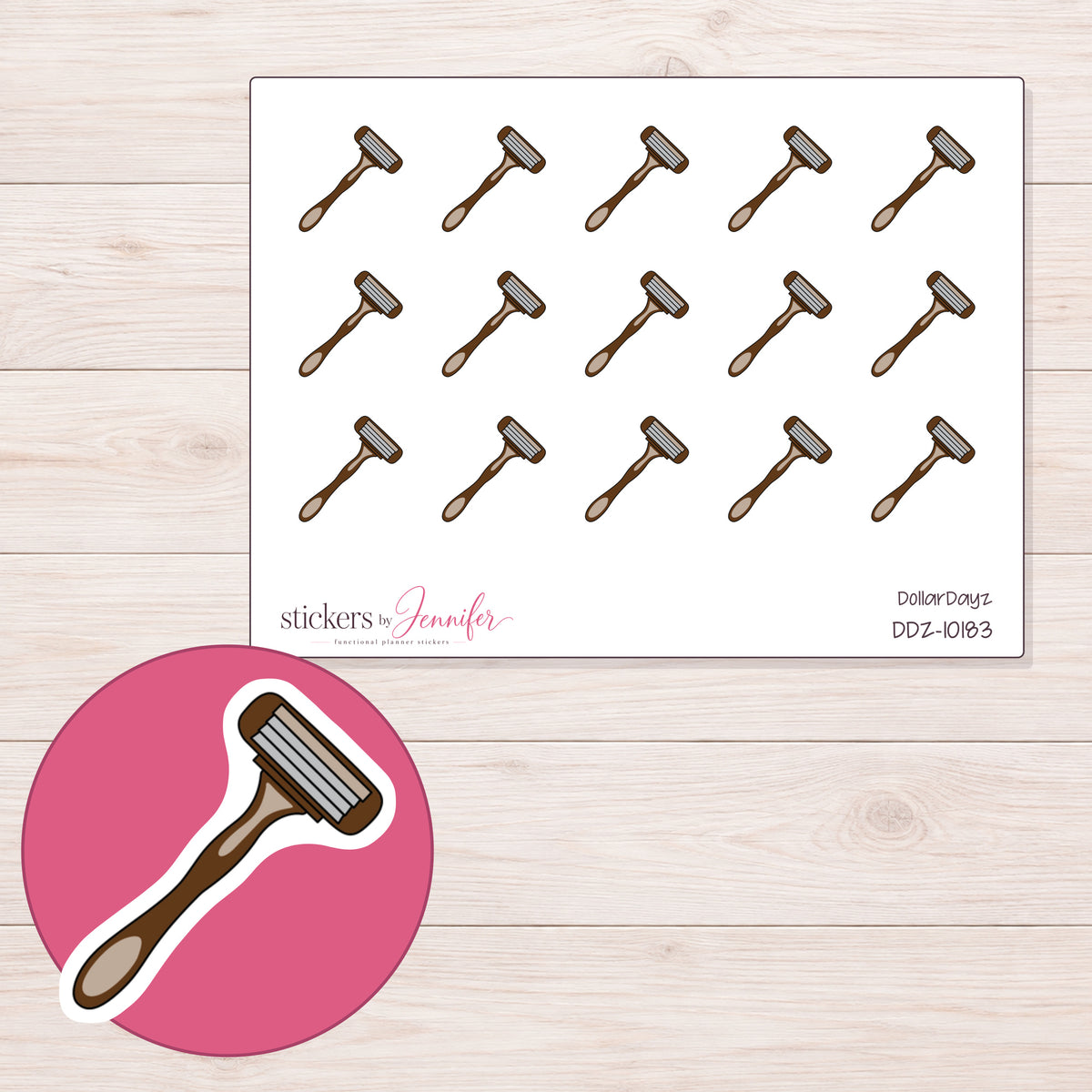 DDZ-10183 planner sticker sheet with enlarged sticker detail