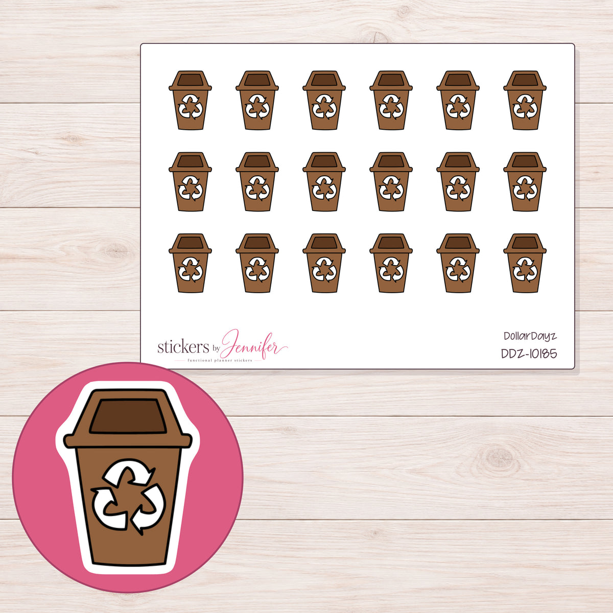 DDZ-10185 planner sticker sheet with enlarged sticker detail