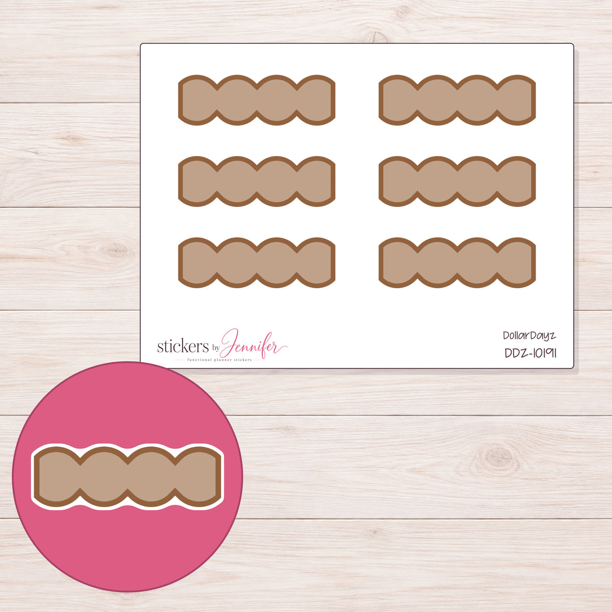 DDZ-10191 planner sticker sheet with enlarged sticker detail
