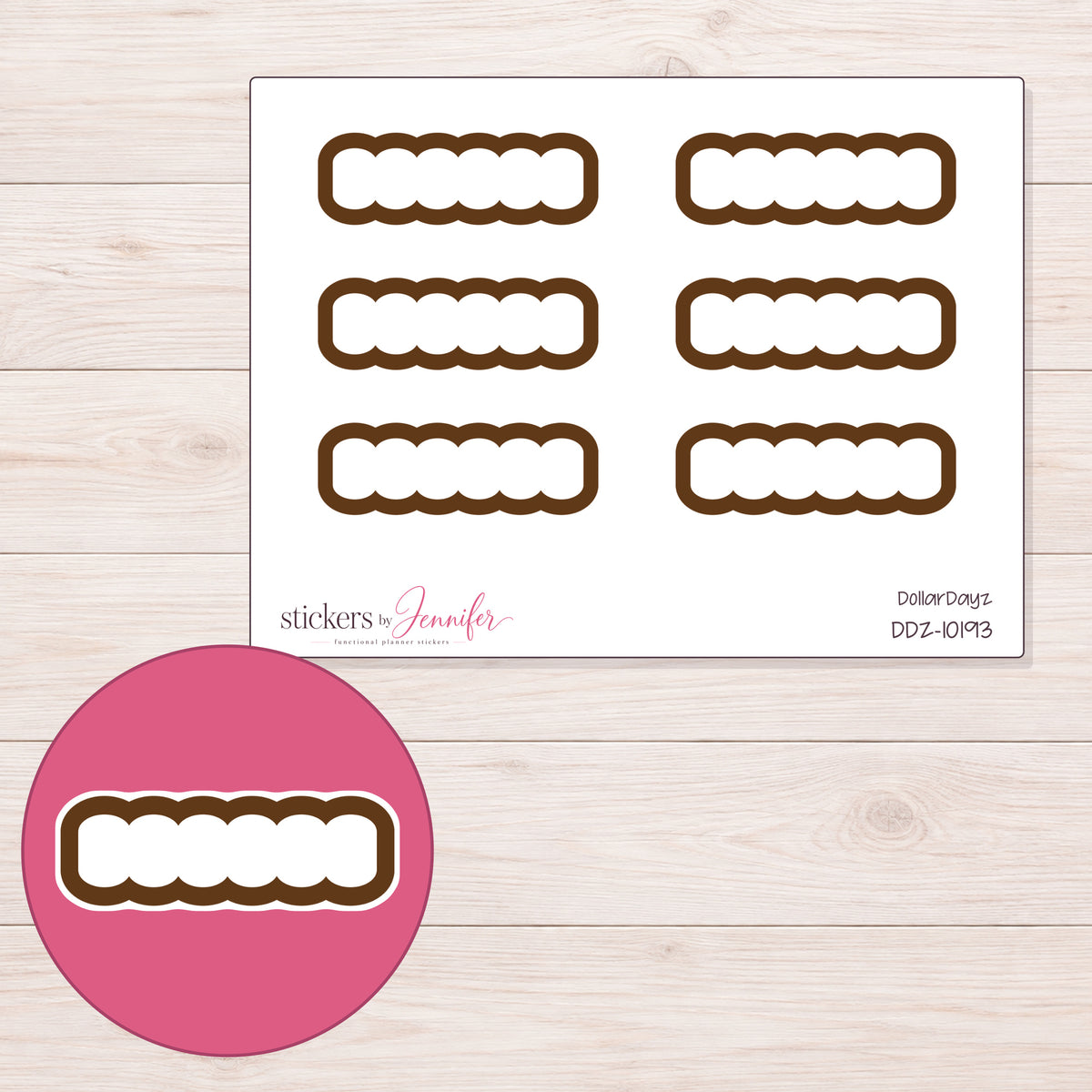 DDZ-10193 planner sticker sheet with enlarged sticker detail