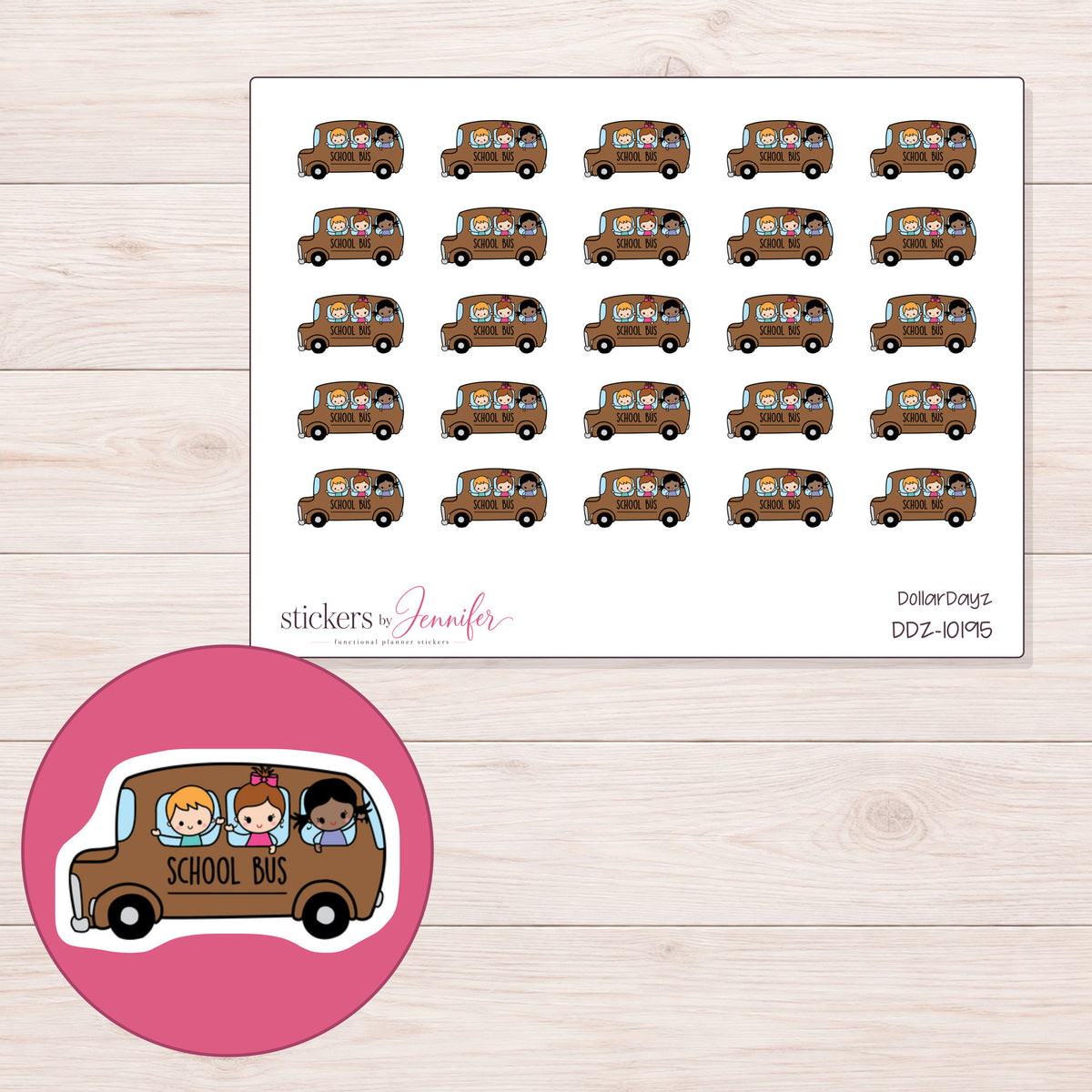 DDZ-10195 planner sticker sheet with enlarged sticker detail