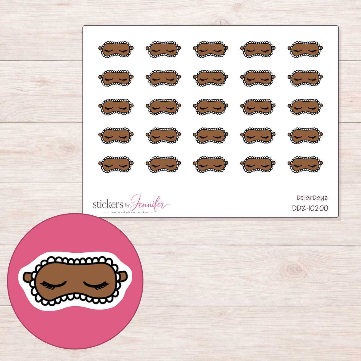 DDZ-10200 planner sticker sheet with enlarged sticker detail