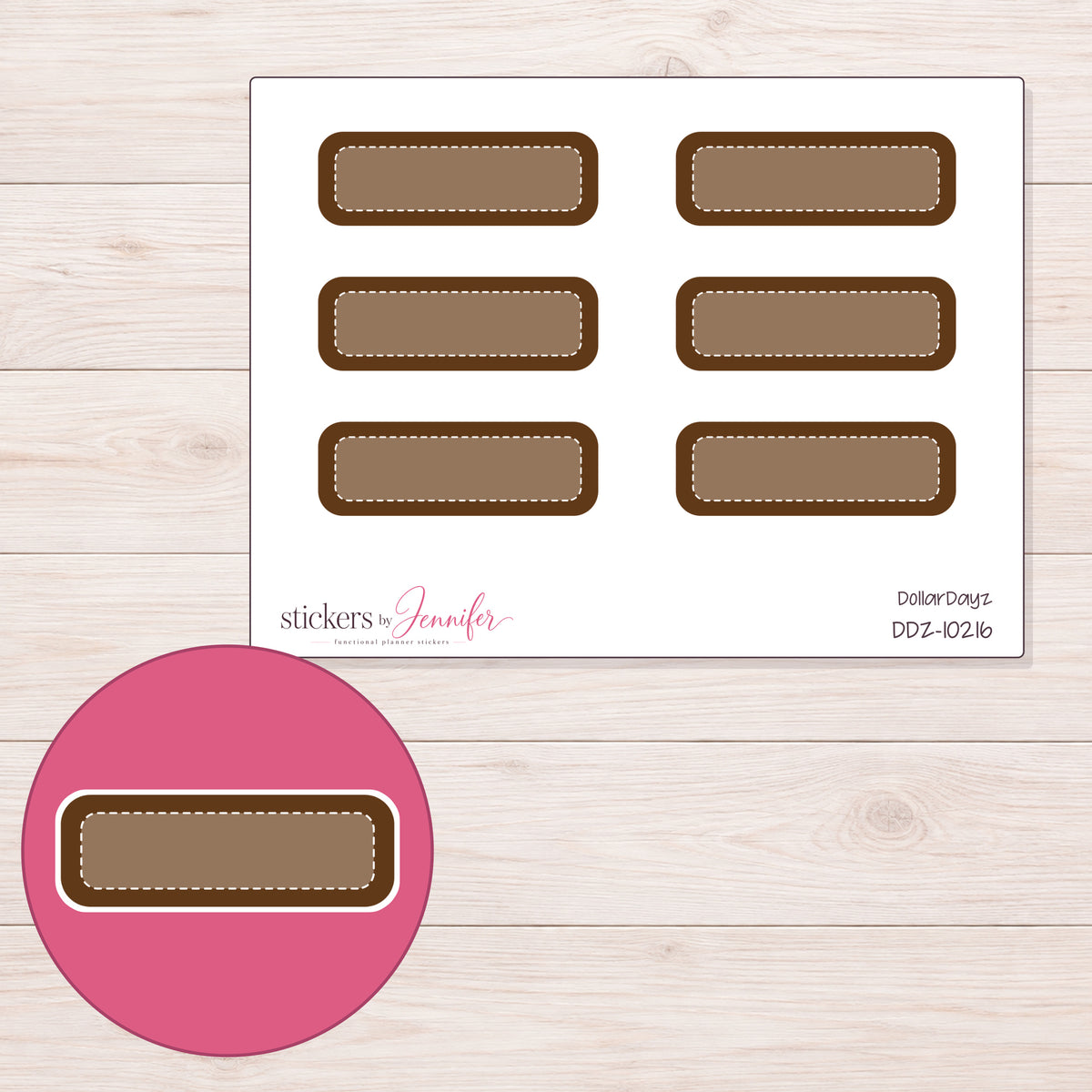 DDZ-10216 planner sticker sheet with enlarged sticker detail
