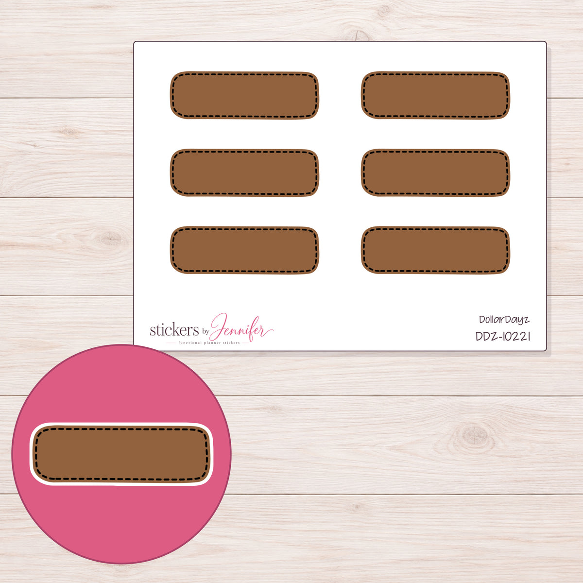 DDZ-10221 planner sticker sheet with enlarged sticker detail