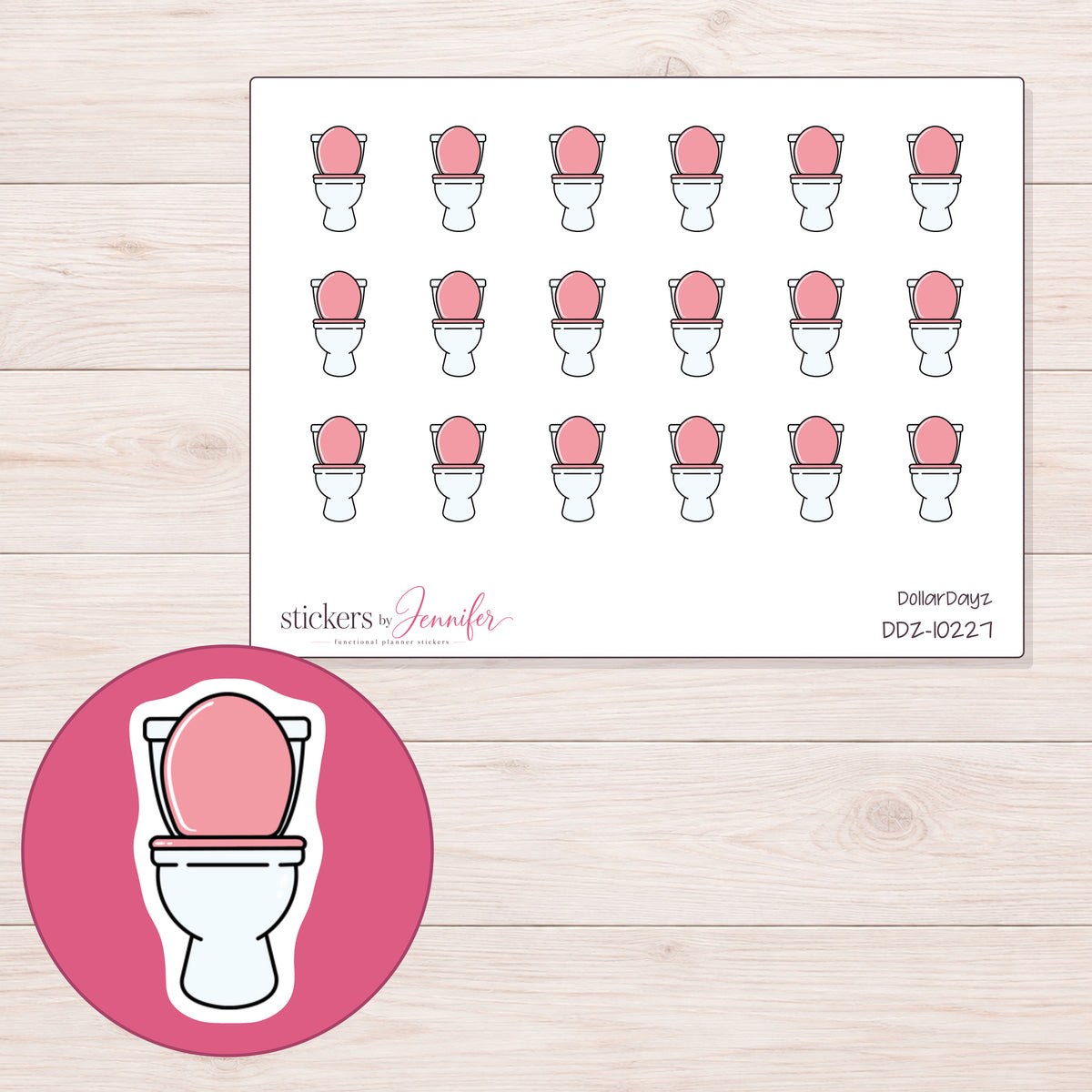 DDZ-10227 planner sticker sheet with enlarged sticker detail
