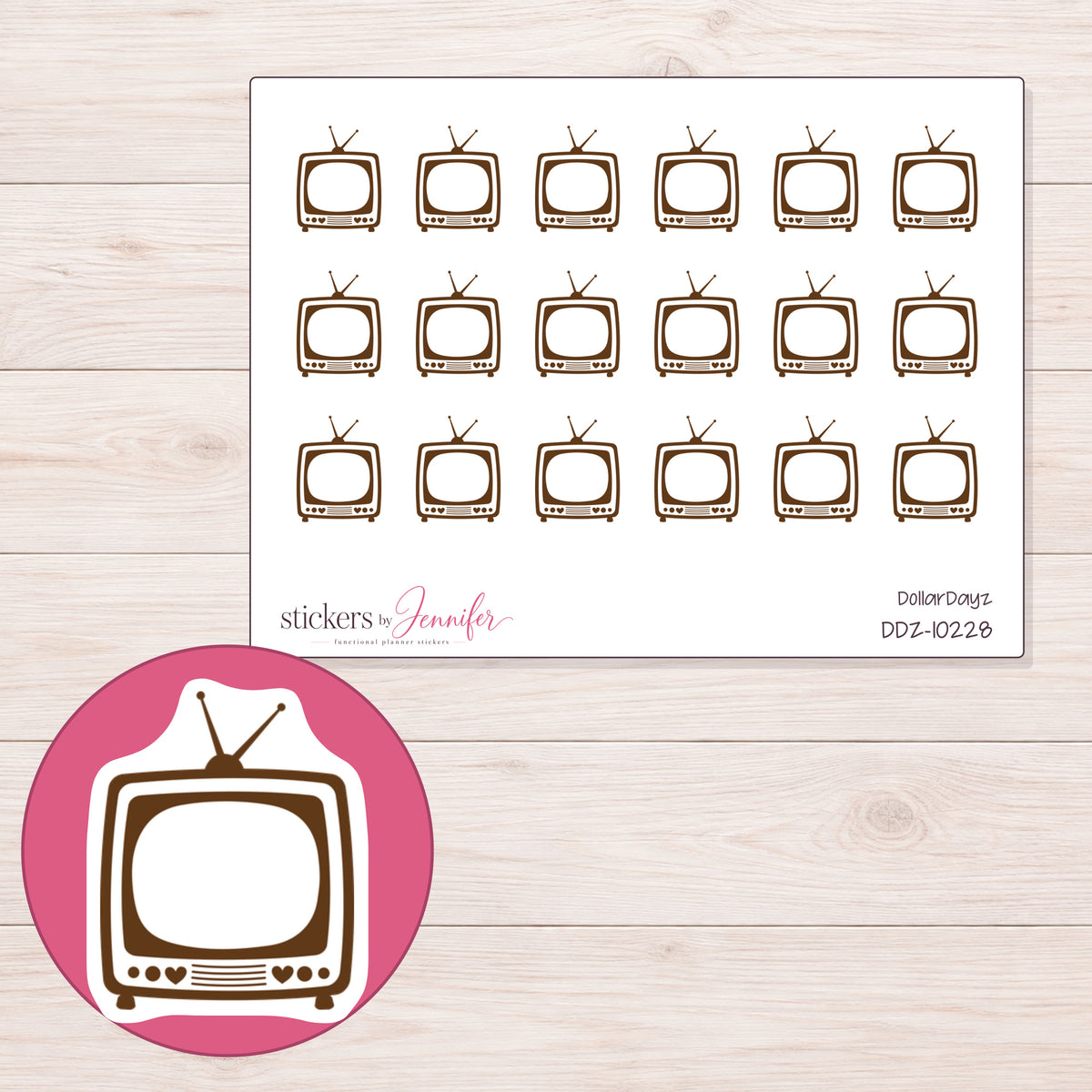 DDZ-10228 planner sticker sheet with enlarged sticker detail