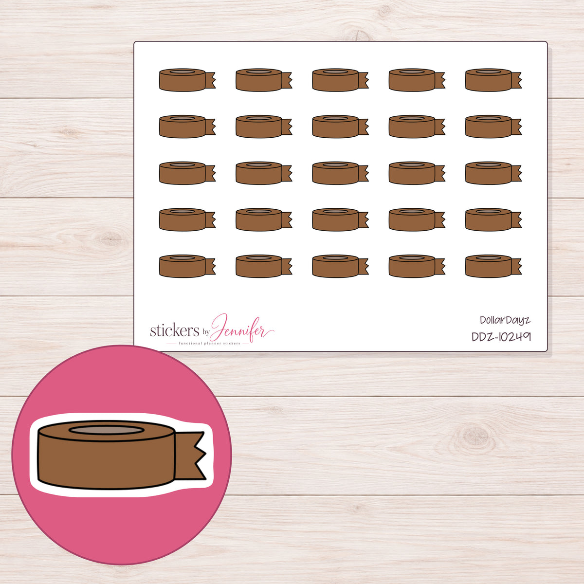 DDZ-10249 planner sticker sheet with enlarged sticker detail