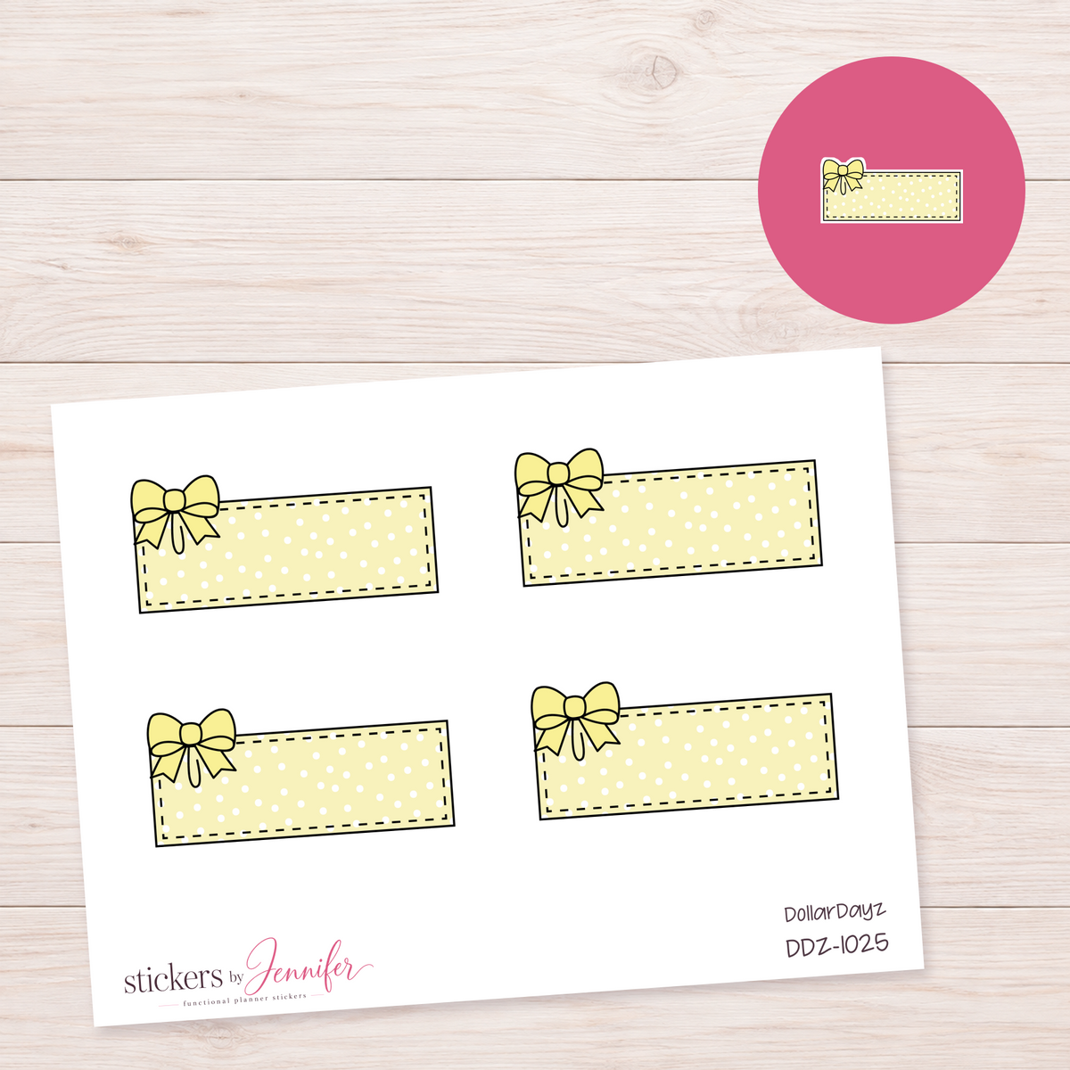 Yellow Bow Label Planner Stickers | DDZ-1025
