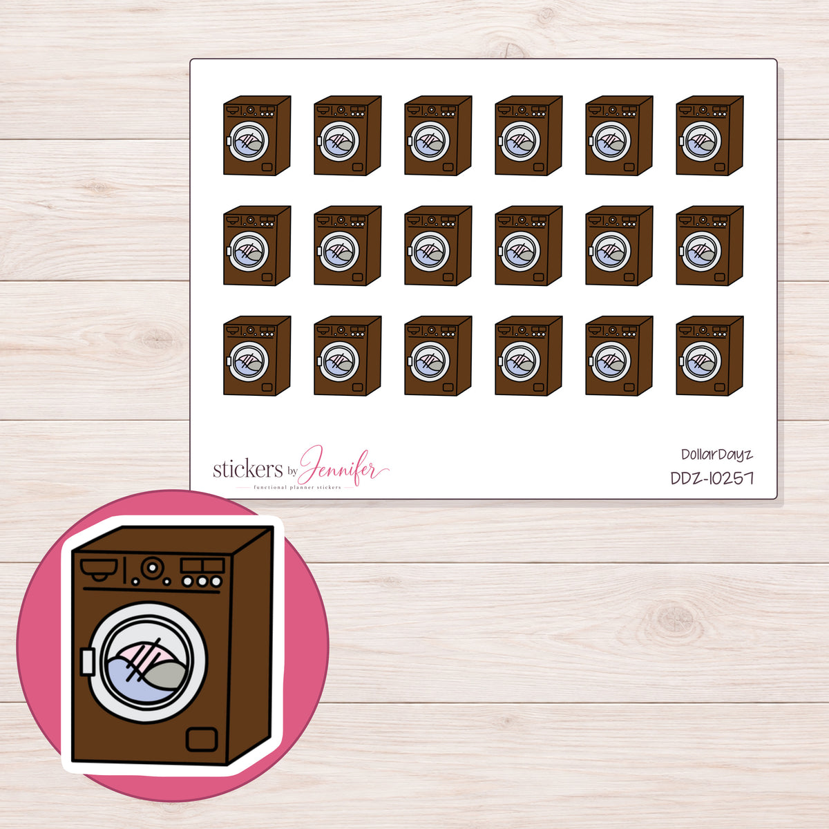 DDZ-10257 planner sticker sheet with enlarged sticker detail