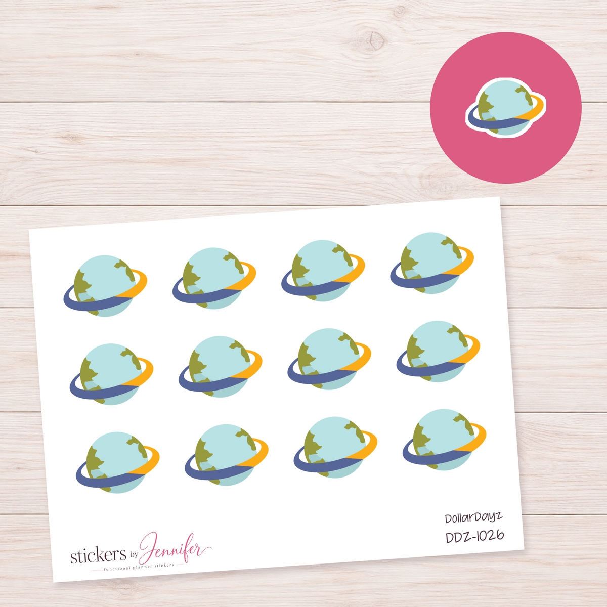 Orbiting Globe Planner Stickers | DDZ-1026