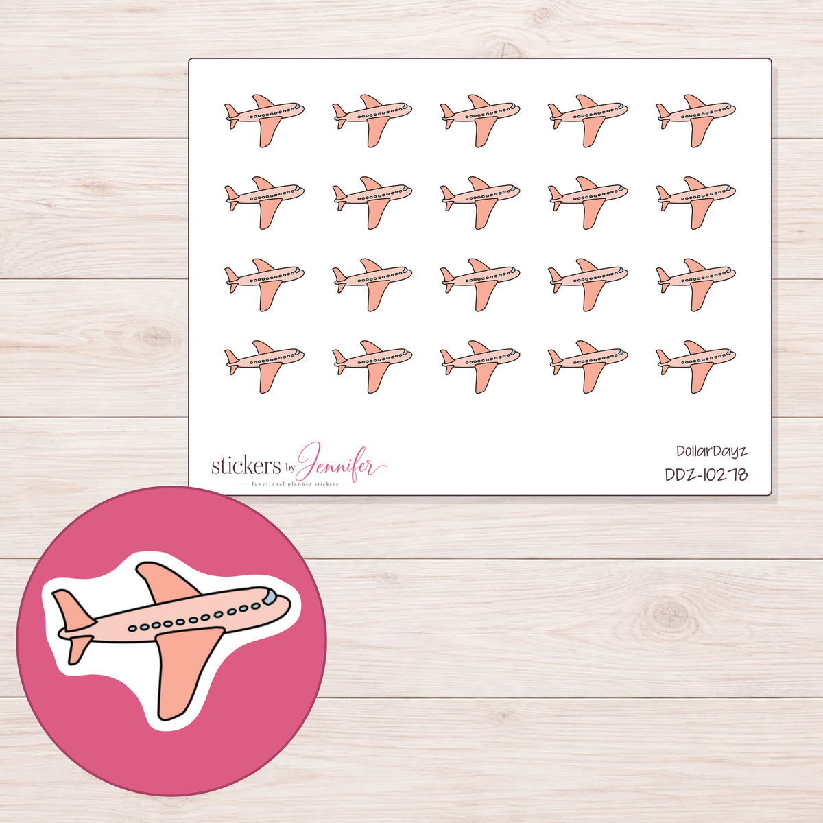 DDZ-10278 planner sticker sheet with enlarged sticker detail