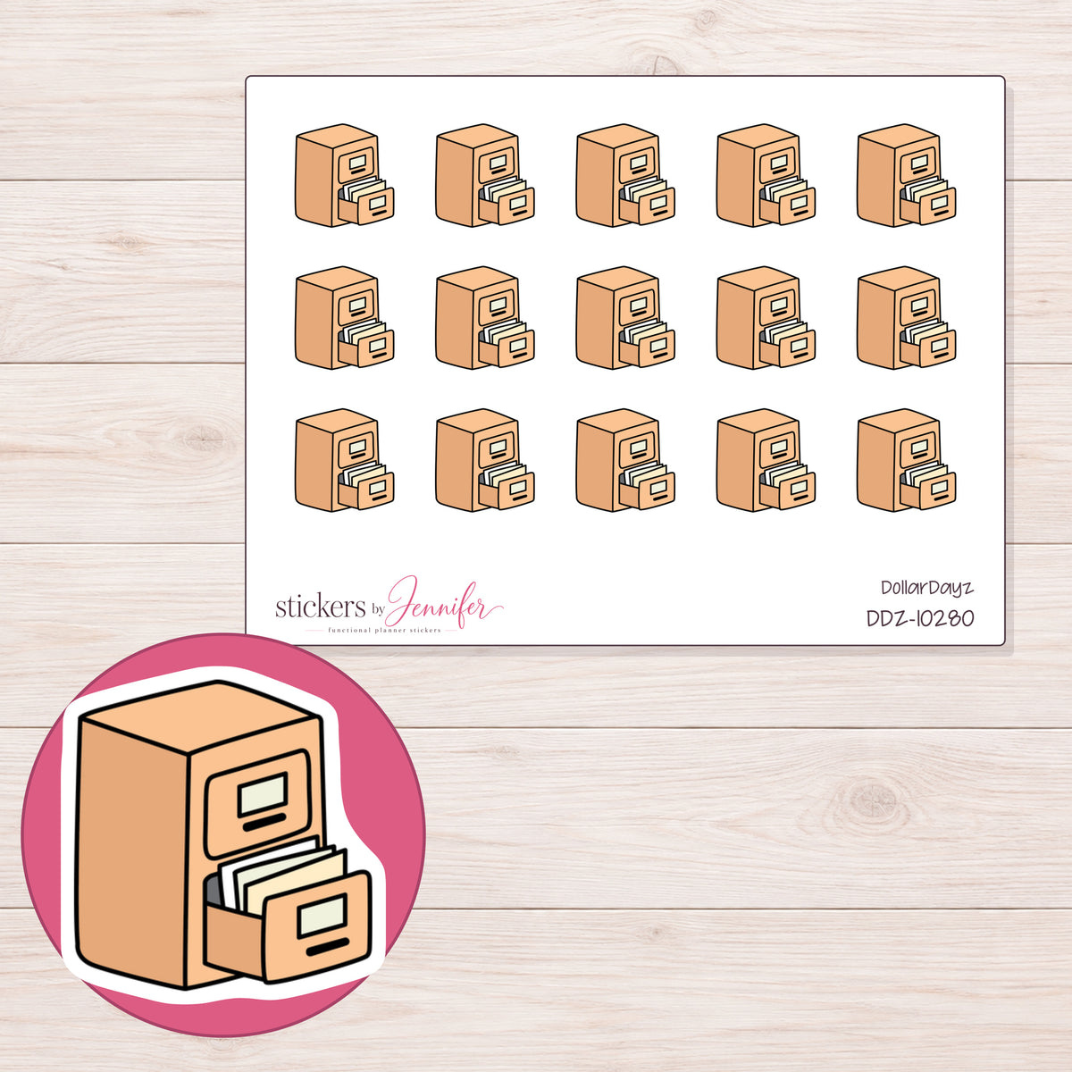 DDZ-10280 planner sticker sheet with enlarged sticker detail