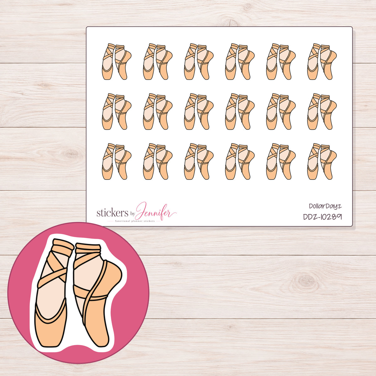 DDZ-10289 planner sticker sheet with enlarged sticker detail