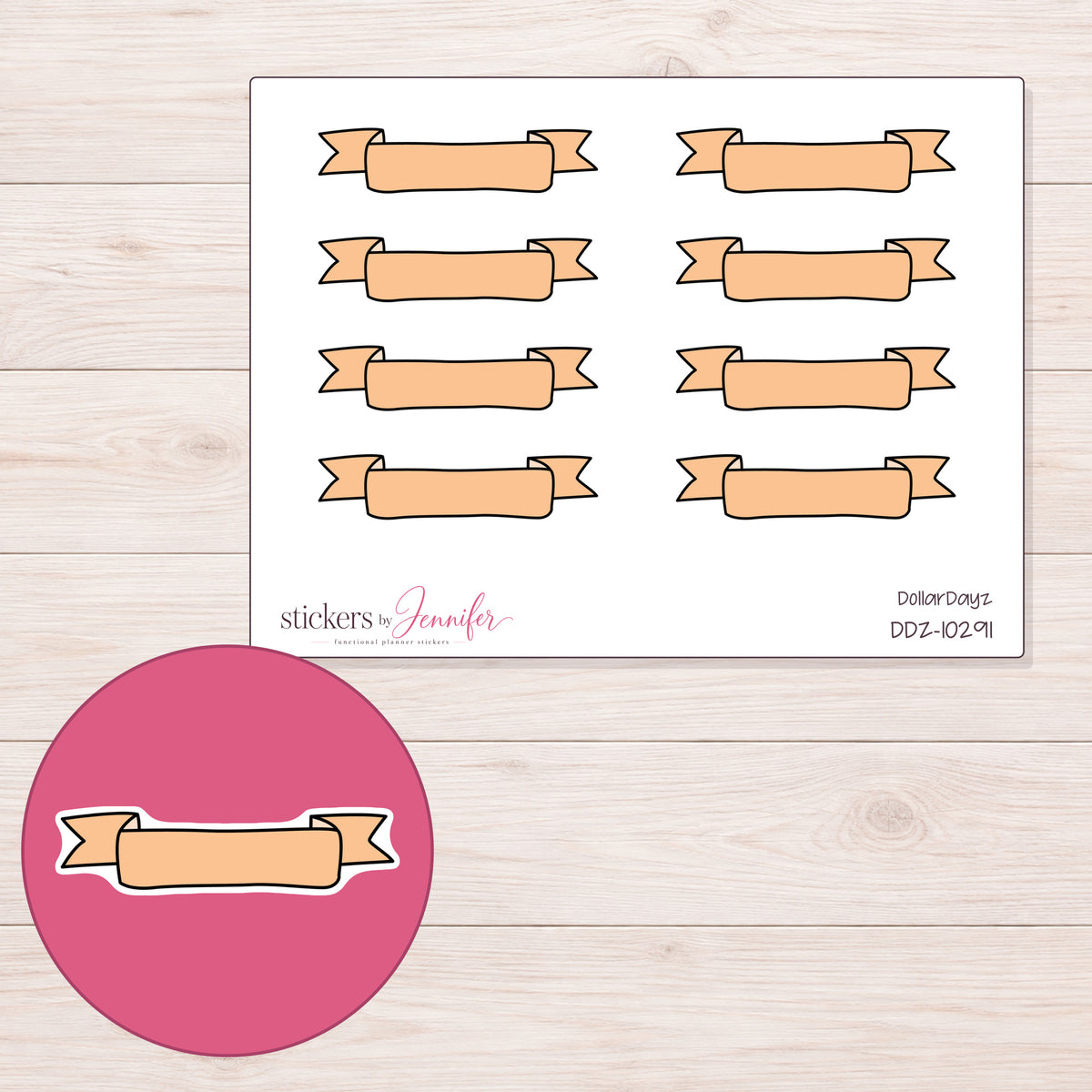 DDZ-10291 planner sticker sheet with enlarged sticker detail