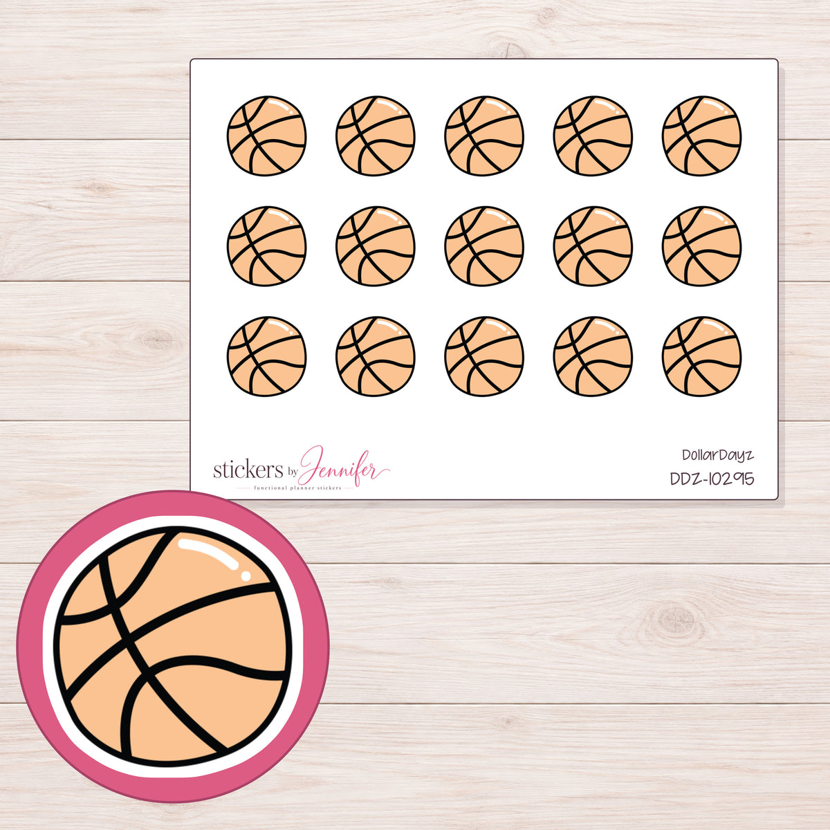 DDZ-10295 planner sticker sheet with enlarged sticker detail