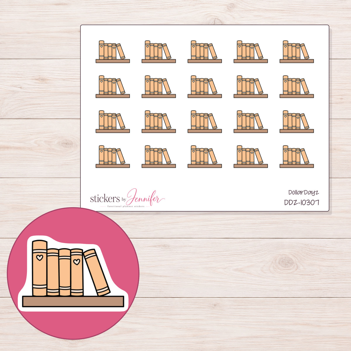 DDZ-10307 planner sticker sheet with enlarged sticker detail