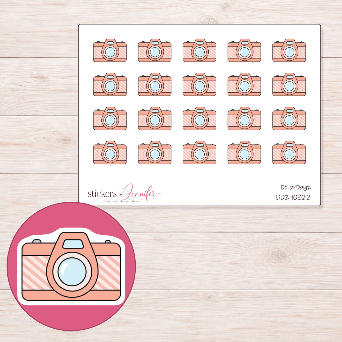 DDZ-10322 planner sticker sheet with enlarged sticker detail