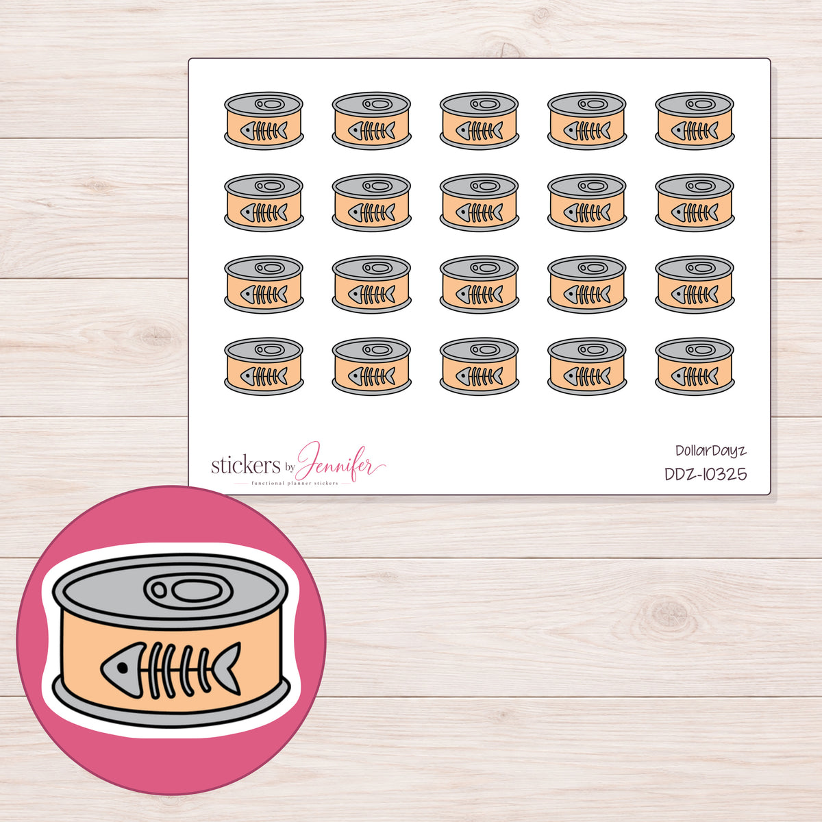 DDZ-10325 planner sticker sheet with enlarged sticker detail