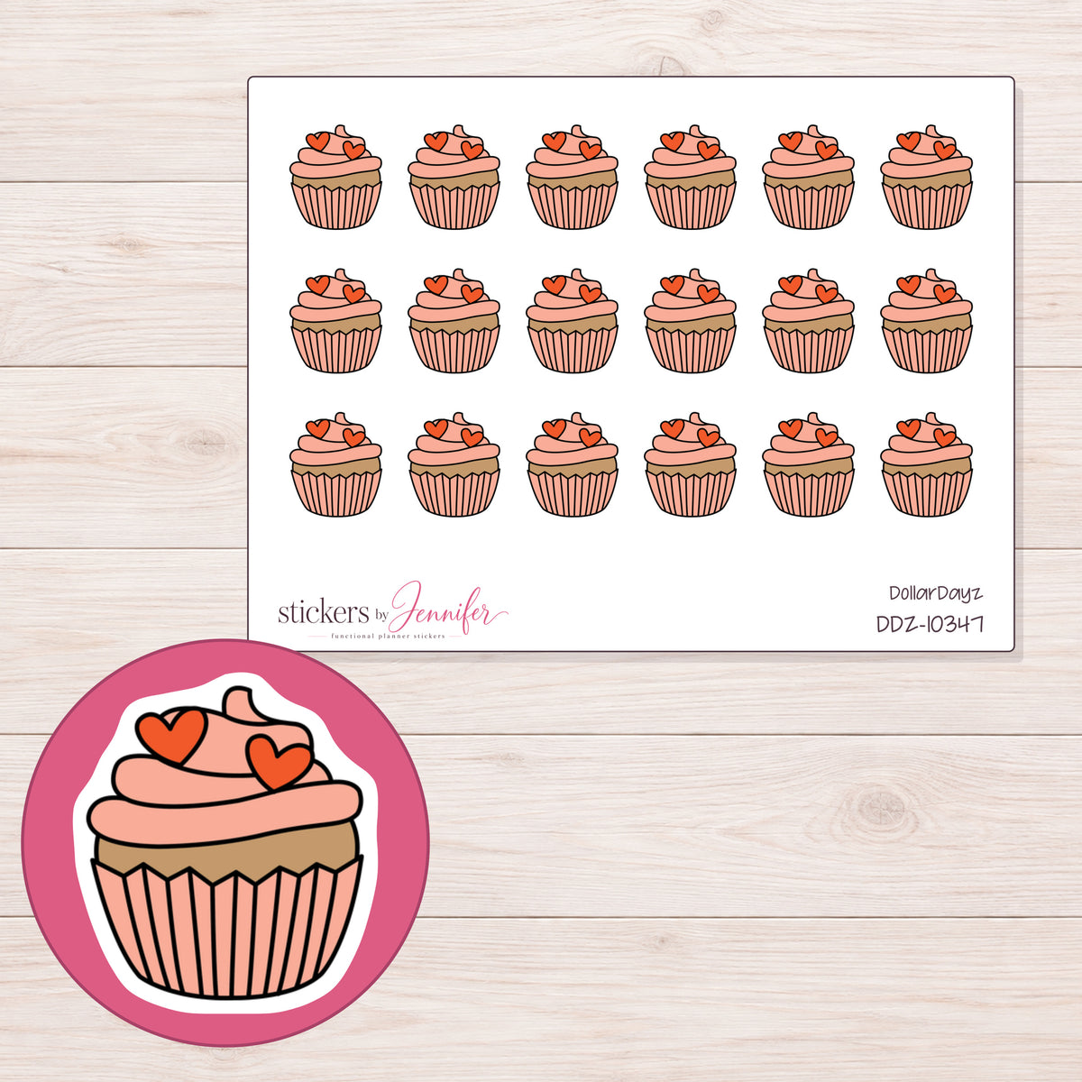 DDZ-10347 planner sticker sheet with enlarged sticker detail