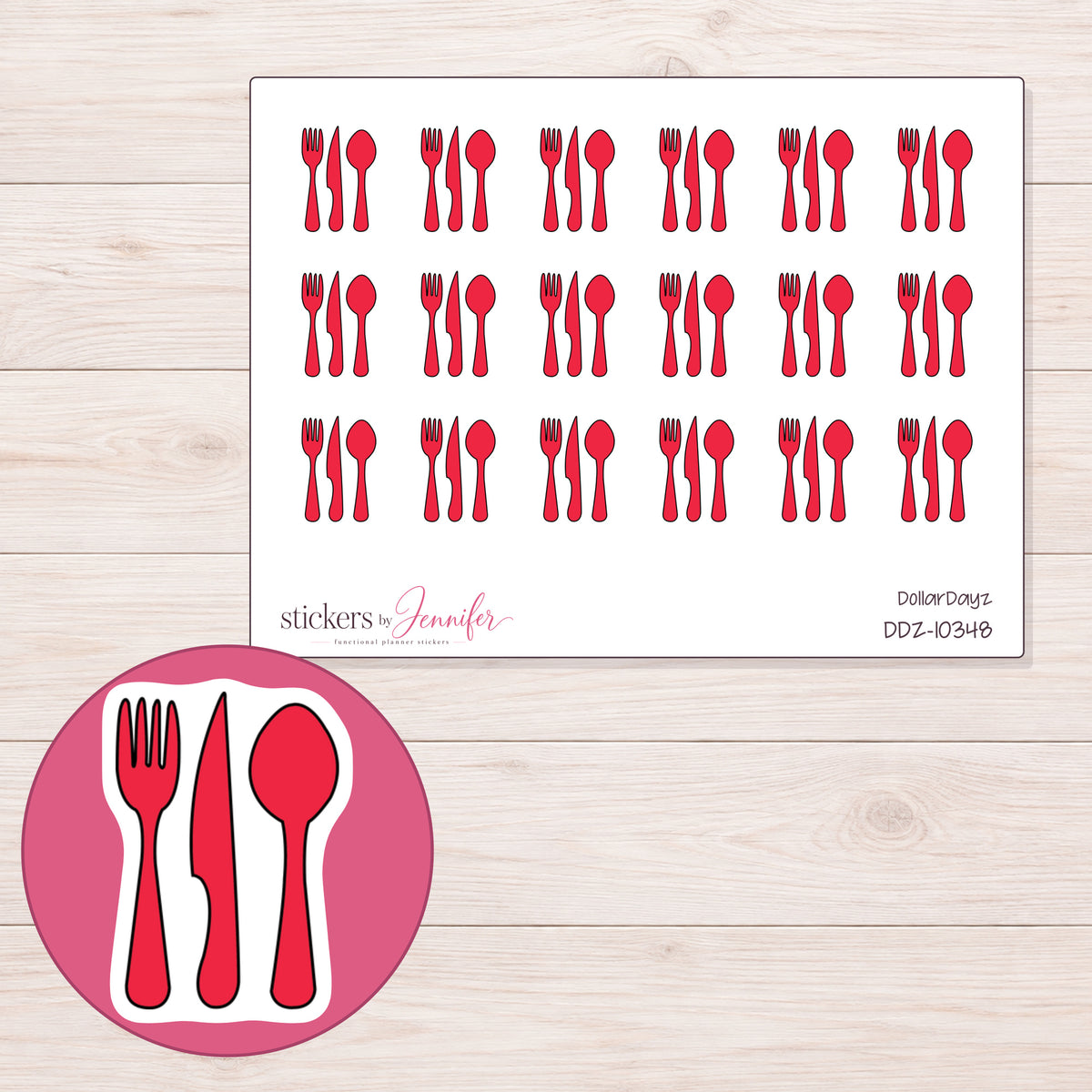 DDZ-10348 planner sticker sheet with enlarged sticker detail