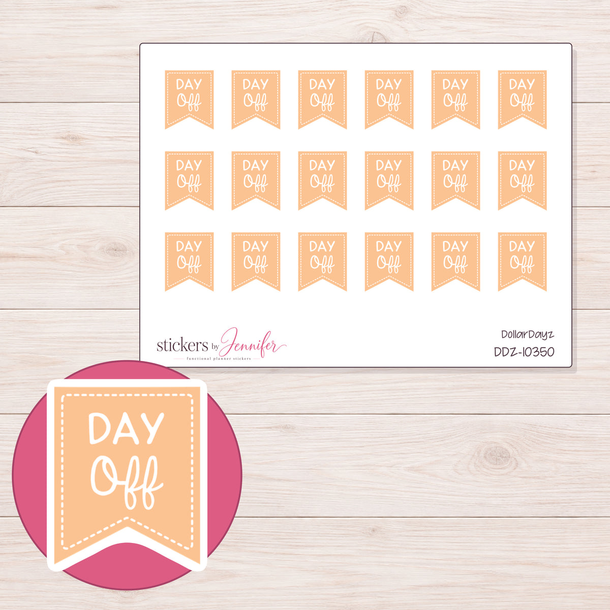 DDZ-10350 planner sticker sheet with enlarged sticker detail