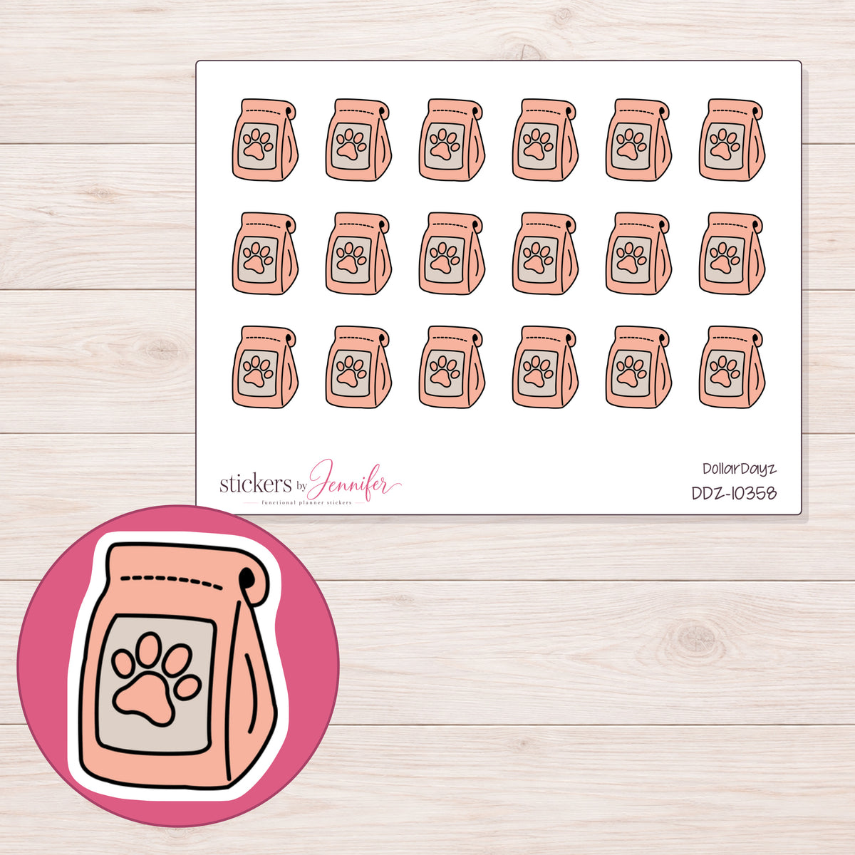 DDZ-10358 planner sticker sheet with enlarged sticker detail