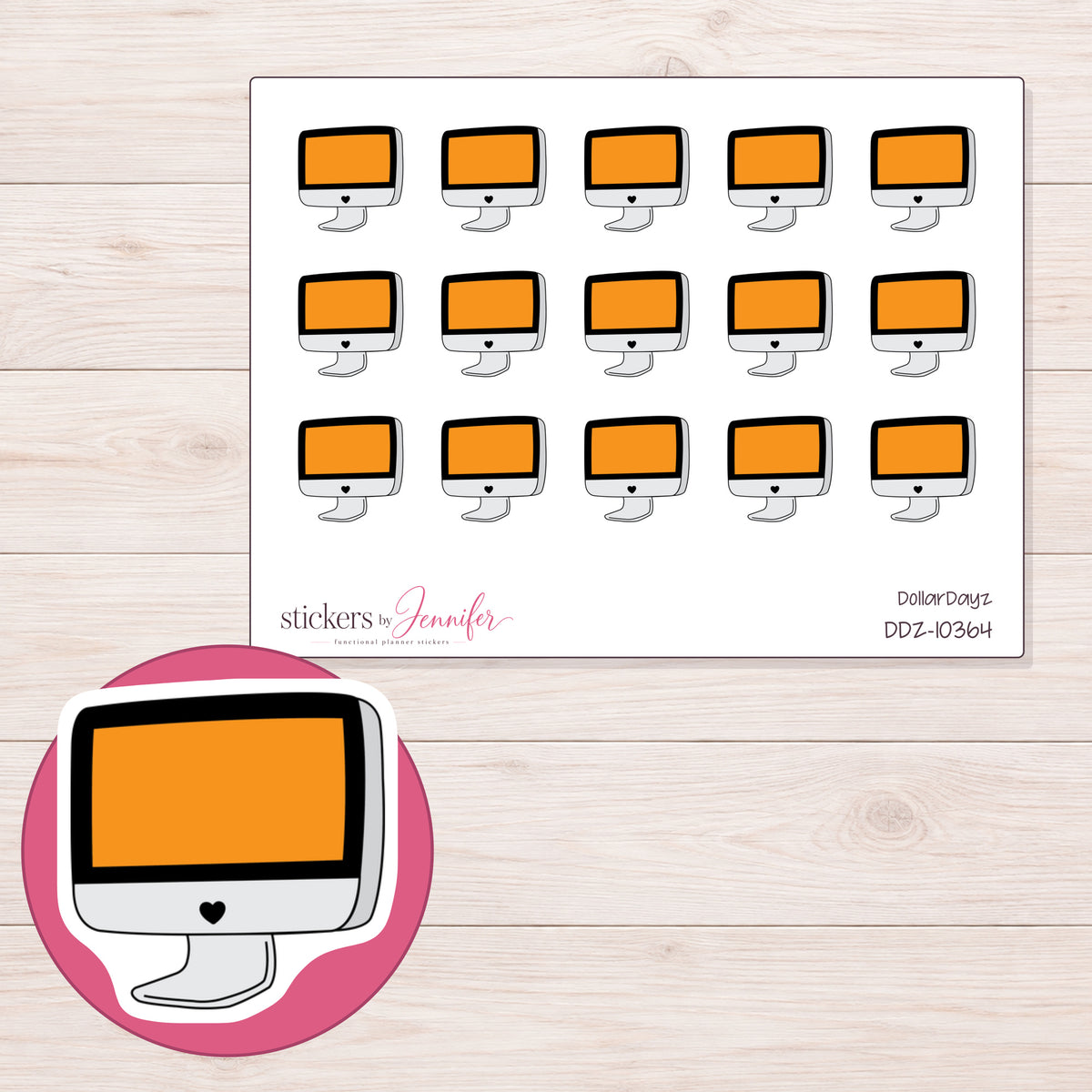 DDZ-10364 planner sticker sheet with enlarged sticker detail