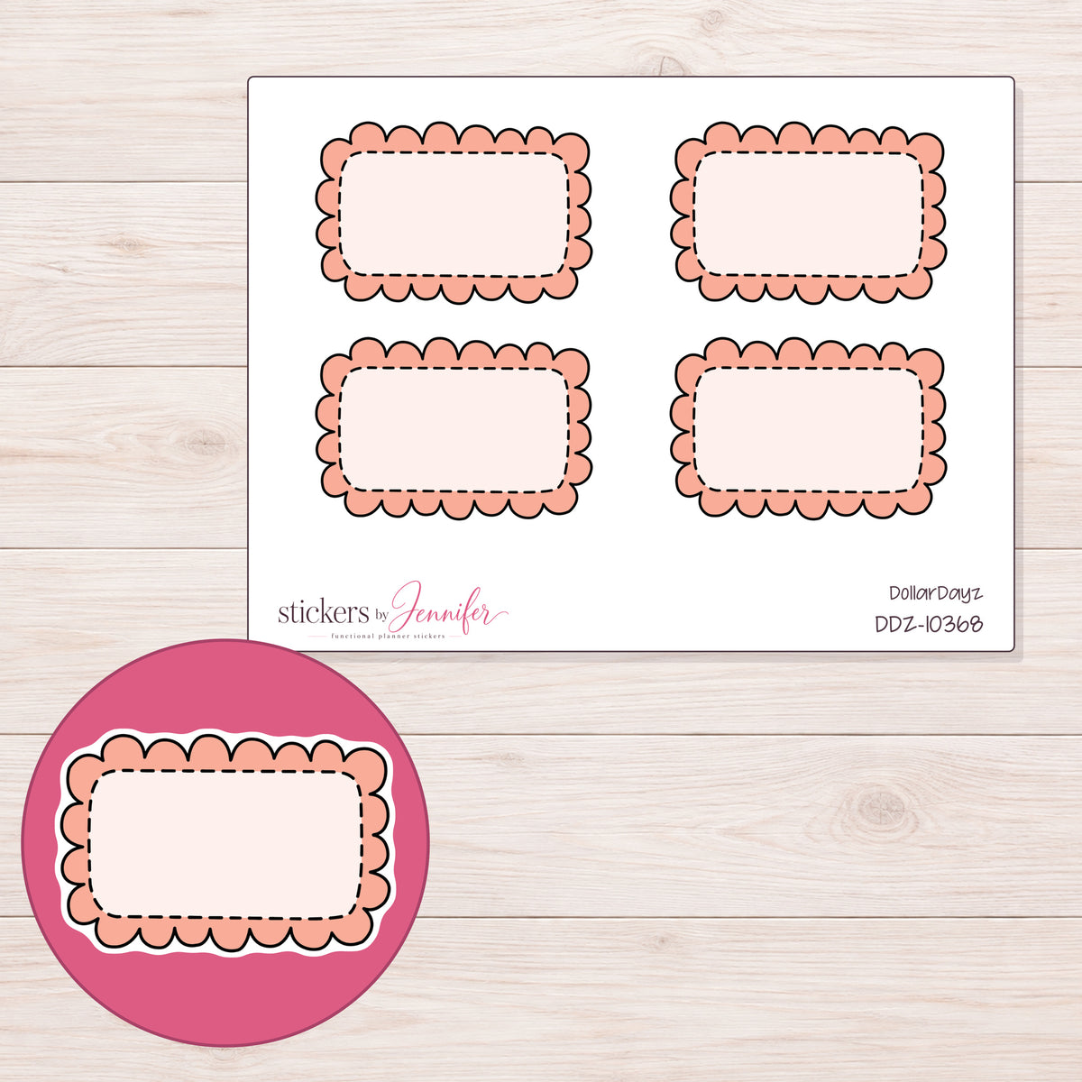 DDZ-10368 planner sticker sheet with enlarged sticker detail