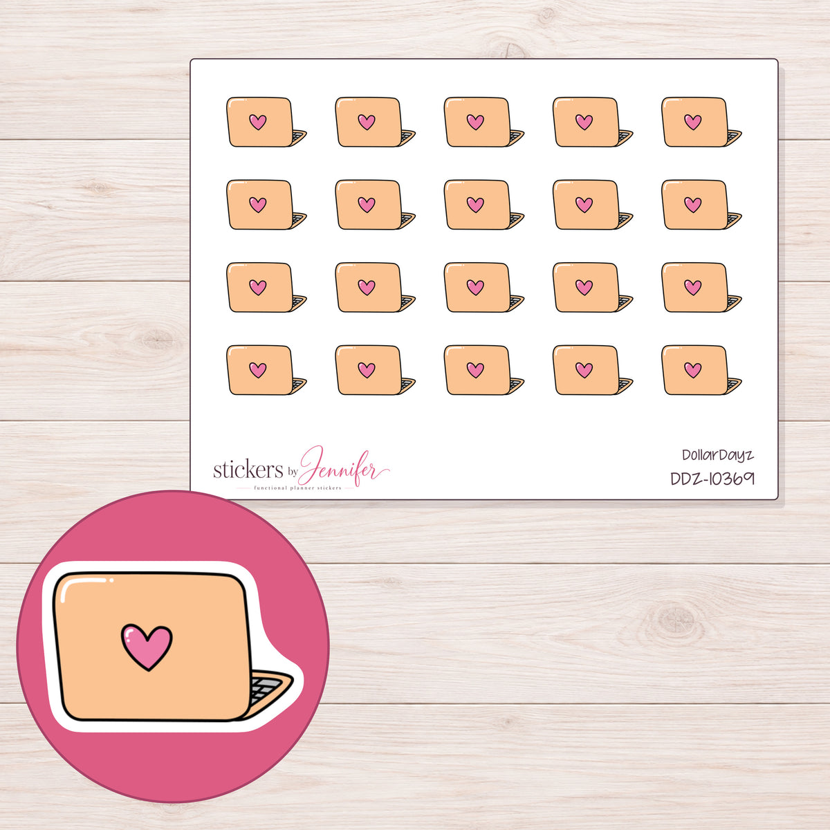 DDZ-10369 planner sticker sheet with enlarged sticker detail