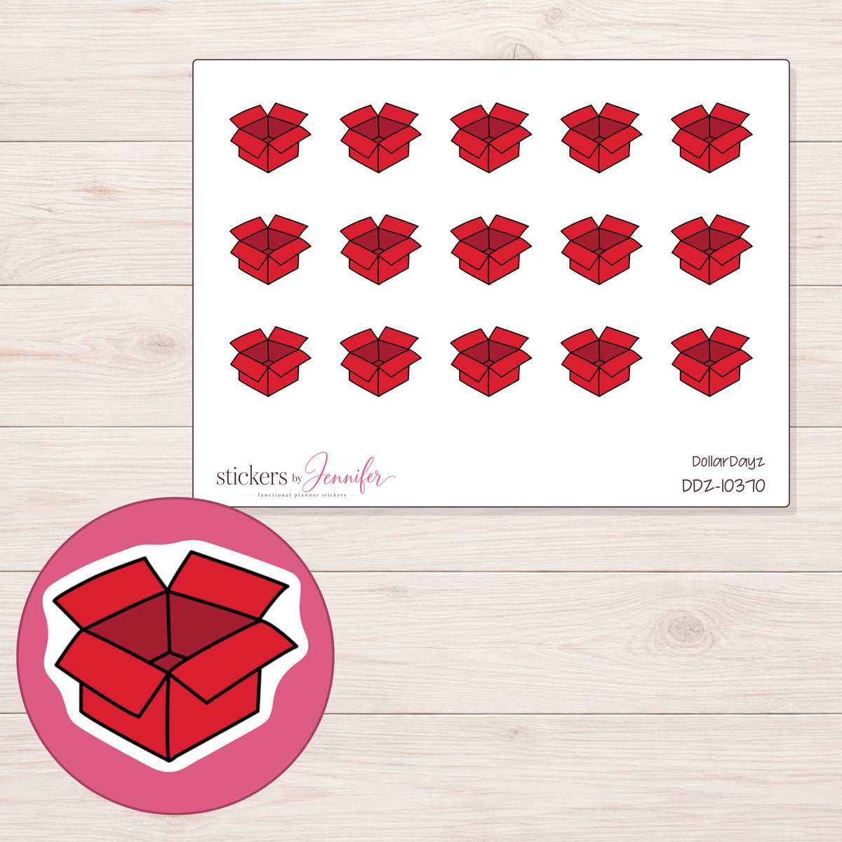 DDZ-10370 planner sticker sheet with enlarged sticker detail