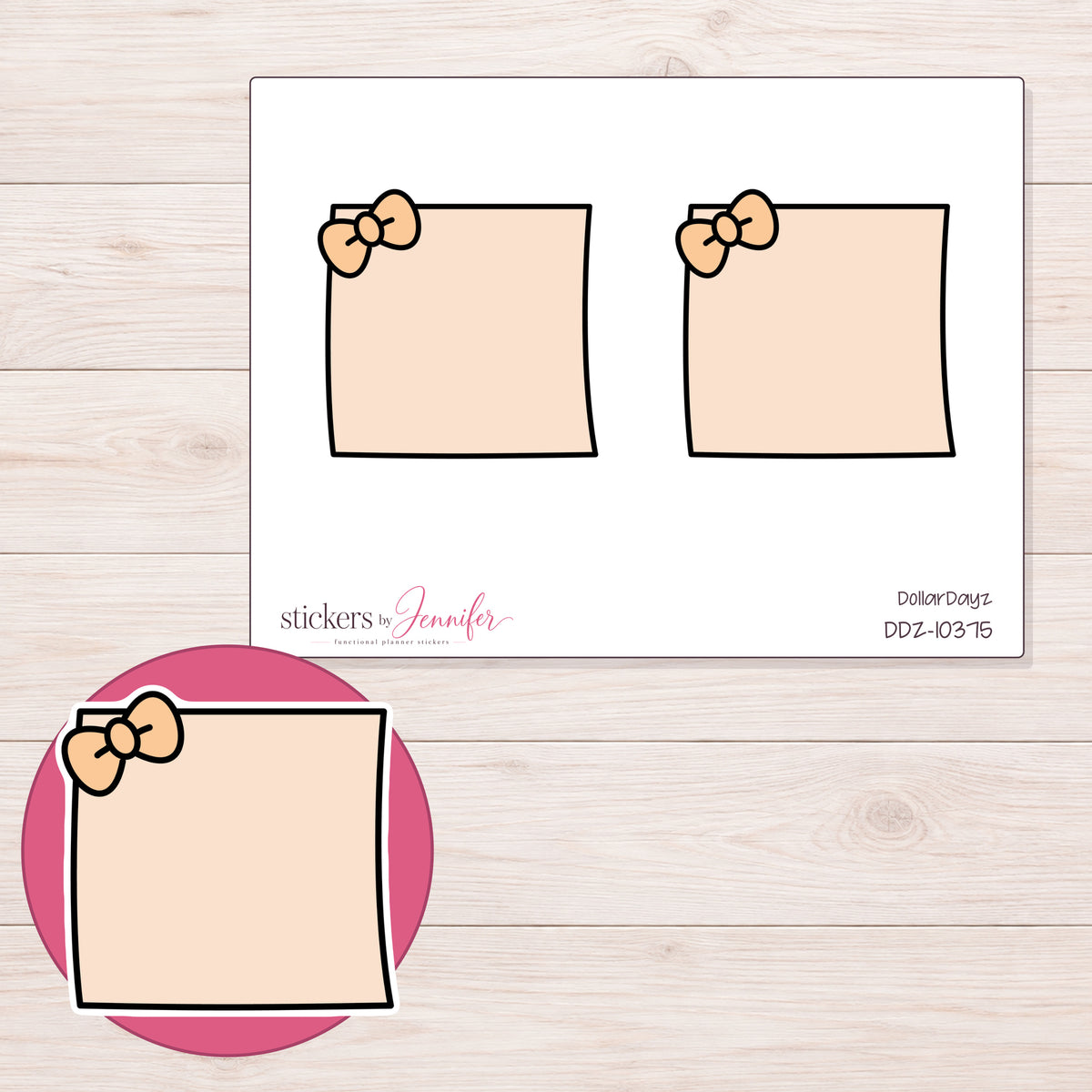 DDZ-10375 planner sticker sheet with enlarged sticker detail