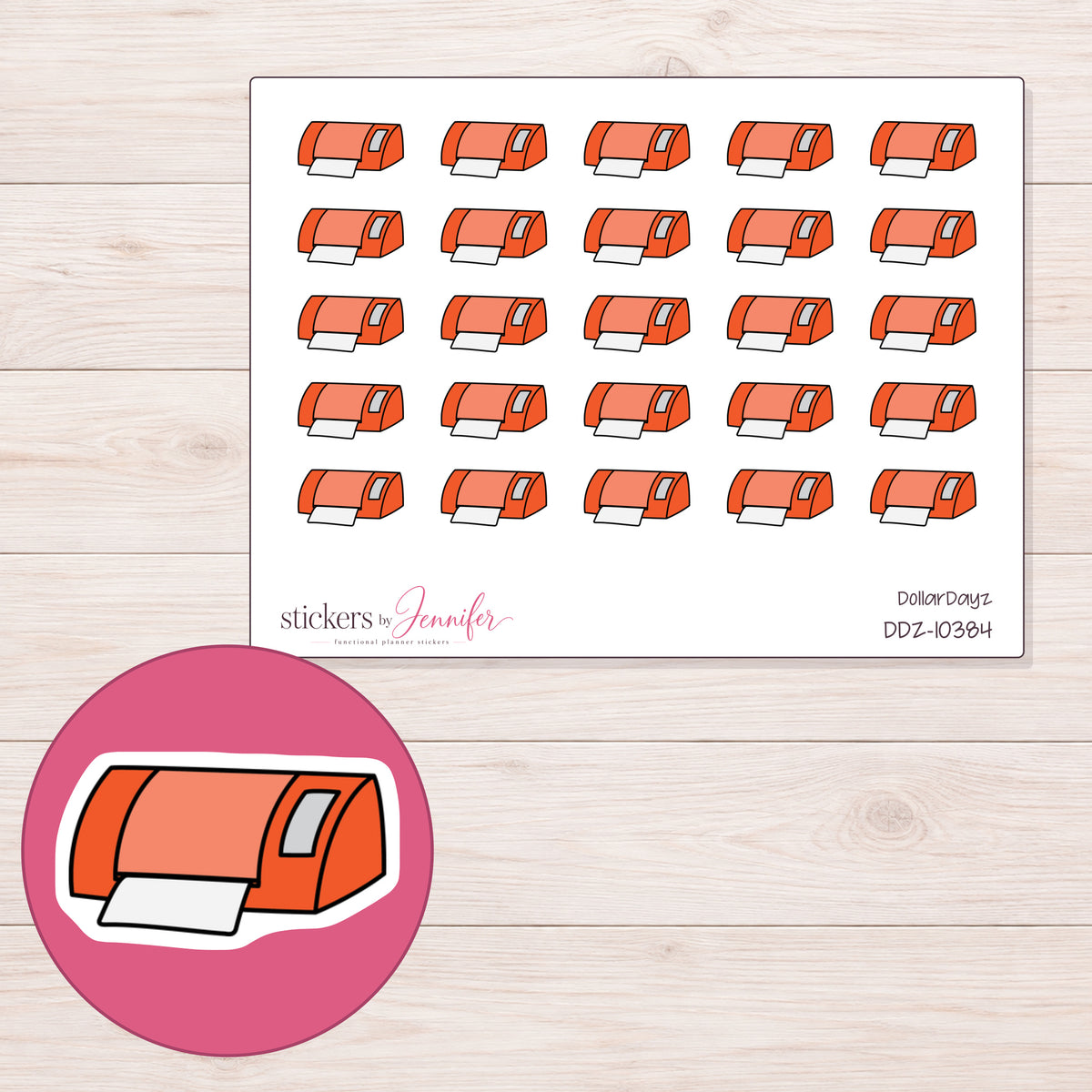 DDZ-10384 planner sticker sheet with enlarged sticker detail