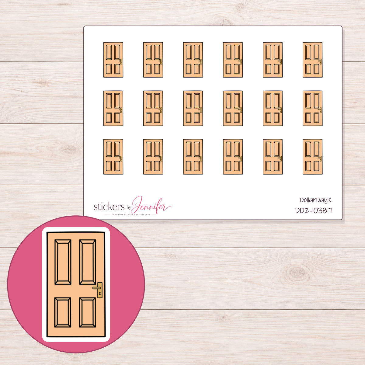 DDZ-10387 planner sticker sheet with enlarged sticker detail