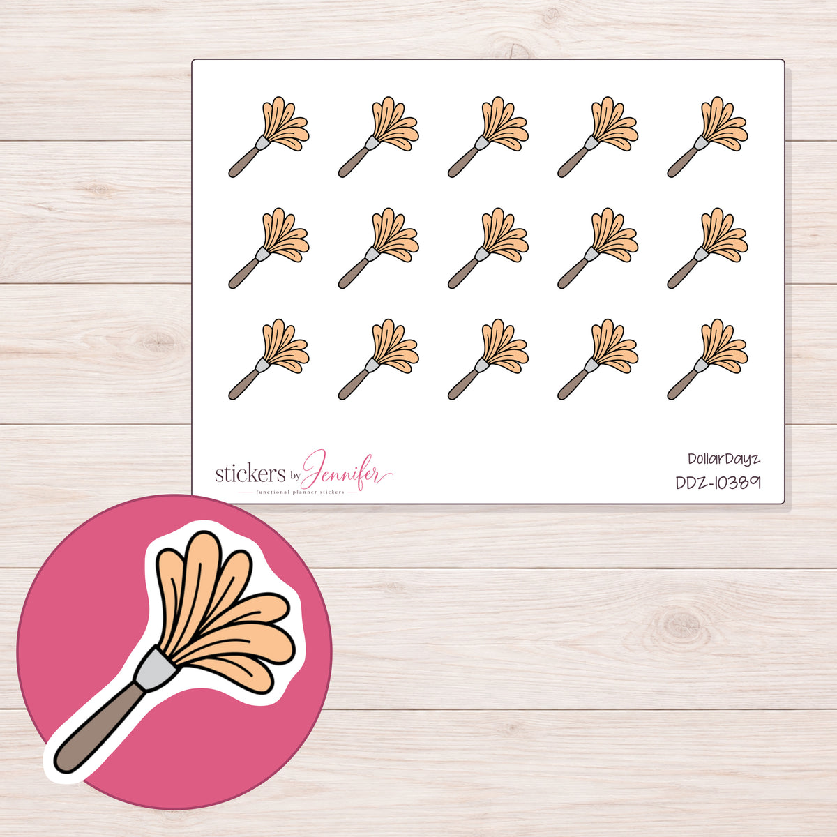 DDZ-10389 planner sticker sheet with enlarged sticker detail