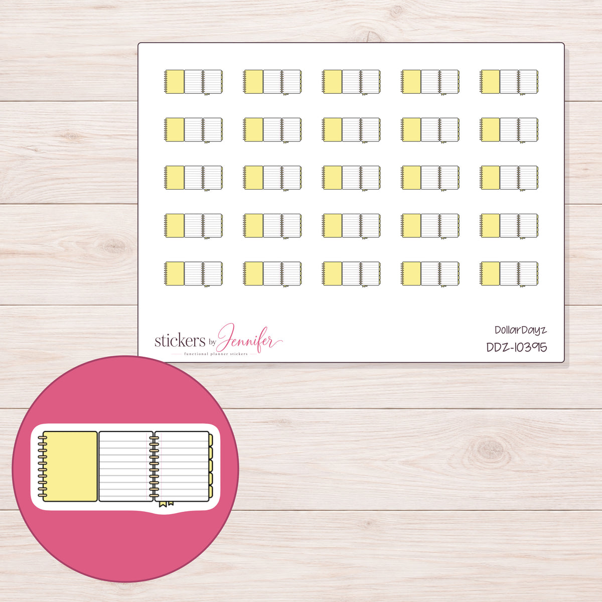 DDZ-10395 planner sticker sheet with enlarged sticker detail