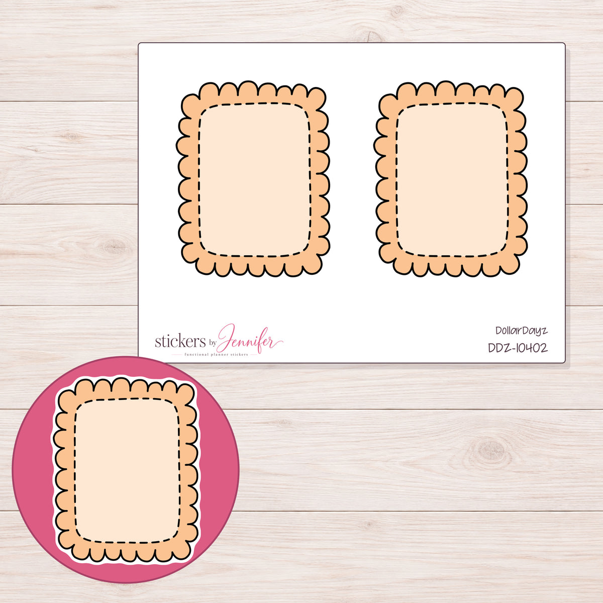DDZ-10402 planner sticker sheet with enlarged sticker detail