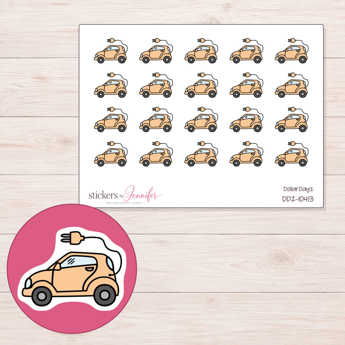 DDZ-10413 planner sticker sheet with enlarged sticker detail