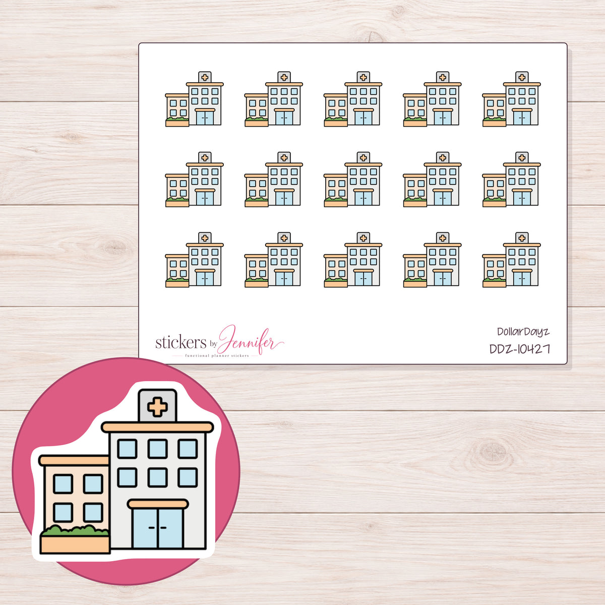 DDZ-10427 planner sticker sheet with enlarged sticker detail